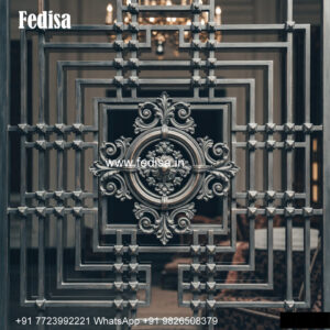 Window Grill Design With Wooden Finish Look Front Side Window Grill Design