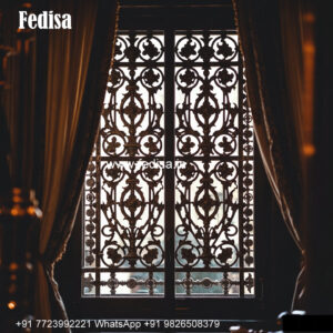 Window Grill Design With Bold Pattern Iron Door And Window Grill Design
