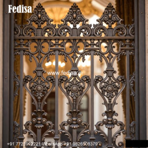 Window Grill Design With Floral Pattern For Classic Look Fabrication Safety Door Design
