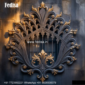 Window Grill Design With Elegant Pattern Entrance Grill Design
