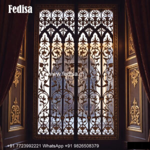 Window Grill Design With Powder Coating Finish Front Grill Glass Design