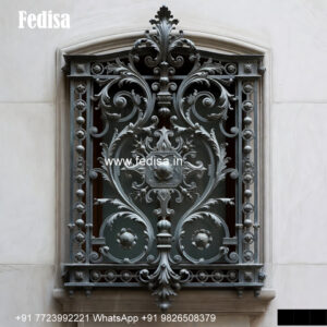 Window Grill Design For Classic Look Wooden Door With Steel Grill