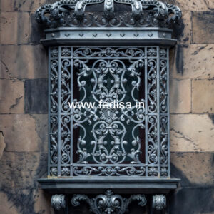 Window Grill Design With Modern Finish Wooden Door With Iron Grill
