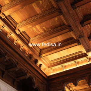 Wooden Ceiling Design Pop False Ceiling Design For Hall With Two Fans No-8403