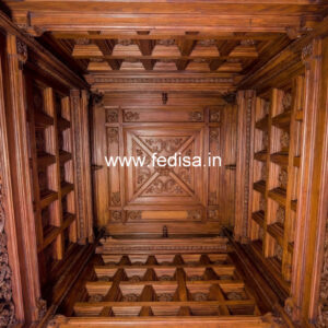 Wooden Ceiling Design Two Fan Box Pop Design No-8484