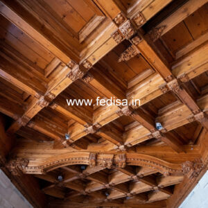 Wooden Ceiling Design Pop Design With 2 Fans No-8916
