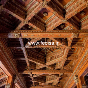 Wooden Ceiling Design Round Shape Pop Design No-9251
