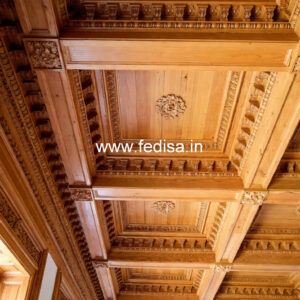 Wooden Ceiling Design False Ceiling For Hall With 2 Fans No-9369