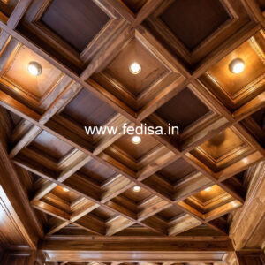 Wooden Ceiling Design Above False Ceiling No-9475