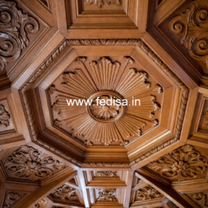 Wooden Ceiling Design L Shaped Hall False Ceiling No-9615