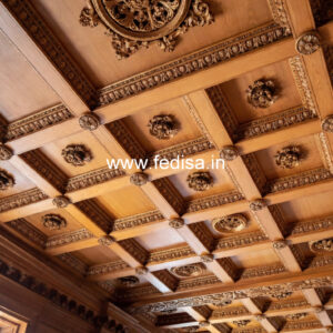 Wooden Ceiling Design False Ceiling For Living Room With Fan No-9684