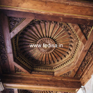 Wooden Ceiling Design Pop Ceiling With 2 Fans No-9827