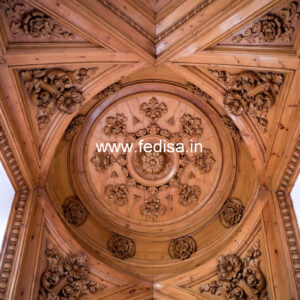 Wooden Ceiling Design False Ceiling With Fan And Chandelier No-9832