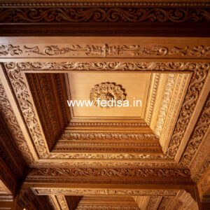 Wooden Ceiling Design Attractive 2 Fan Pop Design For Hall No-10038