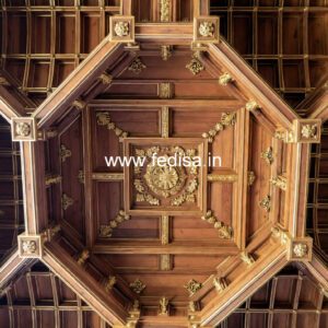 Wooden Ceiling Design Pop Design For Lobby Two Fan No-10234