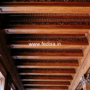 Wooden Ceiling Design False Ceiling For Hall With 2 Fans No-10386