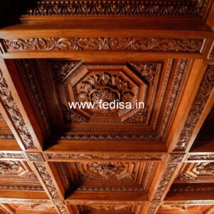 Wooden Ceiling Design L Shape Hall False Ceiling Design No-10426