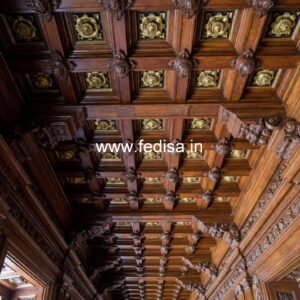 Wooden Ceiling Design Pop Fan Ring Design No-10514