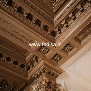Wooden Ceiling Design False Ceiling With 2 Fans No-10829