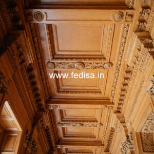 Wooden Ceiling Design Pop Plus Minus Flower Design No-10834