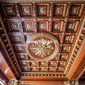 Wooden Ceiling Design Pop Flower Design On Wall No-10862