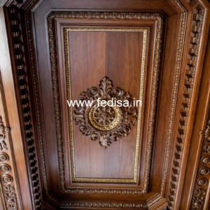 Wooden Ceiling Design Lobby Pop Plus Minus Design No-10972