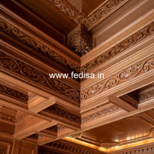 Wooden Ceiling Design Pop Groove Design On Wall No-11006