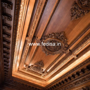 Wooden Ceiling Design Two Fan Ceiling Pop Design No-11046