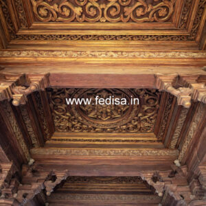 Wooden Ceiling Design L Shape Hall Pop Design No-11145