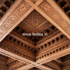 Wooden Ceiling Design Pop Design With 2 Fans No-11351
