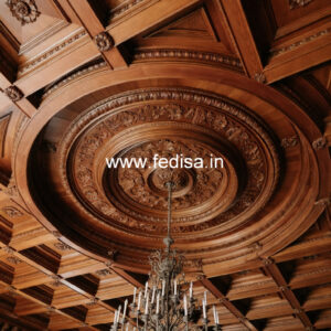 Wooden Ceiling Design Pop Design With Fan No-11590
