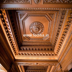 Wooden Ceiling Design Pop Design For 2 Fans No-11612