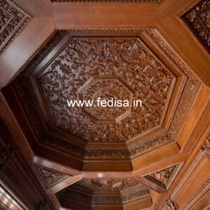 Wooden Ceiling Design False Ceiling Design 2 Fans No-11666