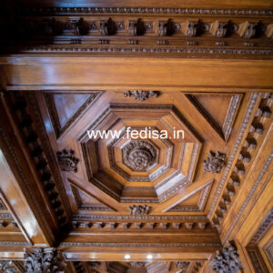 Wooden Ceiling Design Pop Design For Two Fans No-11723