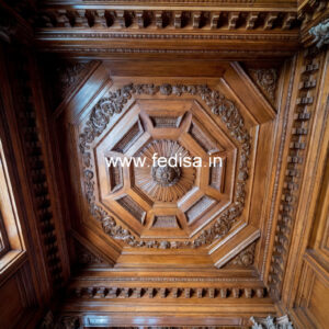 Wooden Ceiling Design Round Pop Design For Hall No-11850