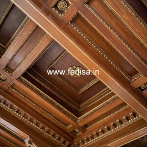 Wooden Ceiling Design Hall Pop Design 2 Fan No-11987